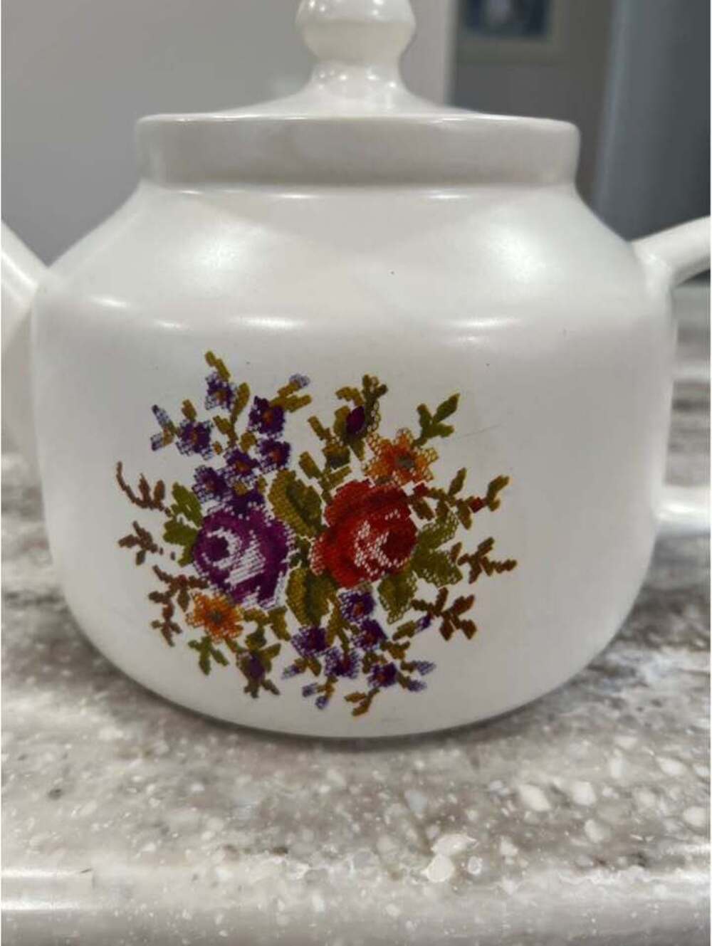 Vintage White McCoy Pottery Floral Rose Delight Teapot Grannycore Cottagecore